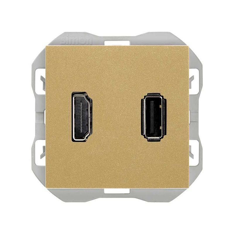 SIMON 270 | Connettore HDMI + USB tipo A oro 20000095-095
