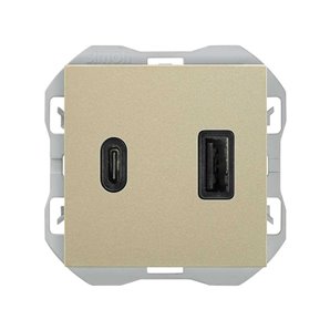 SIMON 270 | Chargeur double USB A + C 3.1A Quickcharge cava 20000296-094