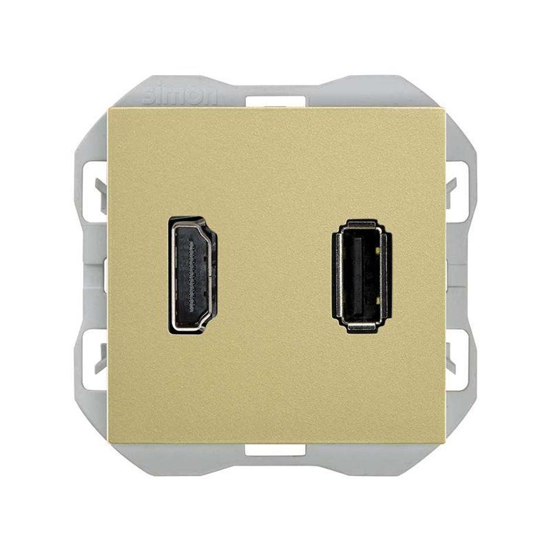 SIMON 270 | Connettore HDMI + USB tipo A bronzo 20000095-097