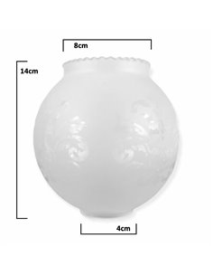 Abajur de vidro esférico fosco com duas bocas de 14 cm e boca de 4 cm 2