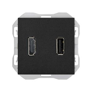 SIMON 270 | Connecteur HDMI + USB type A noir mat 20000095-098