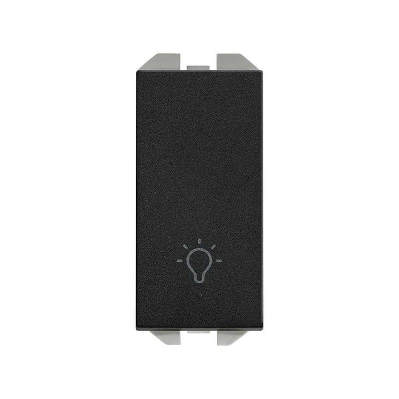 SIMON 270 | Bouton poussoir gravé à la lumière 10A et module étroit noir mat 20001151-098