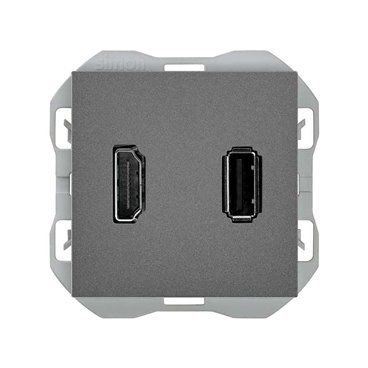 SIMON 270 | HDMI connector + USB type A titanium 20000095-096