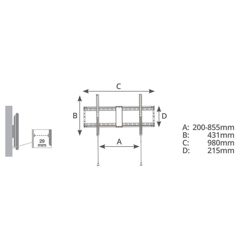 Soporte de TV fijo con sistema antirobo 43" - 90"                                                   