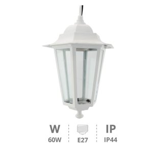 Farol de jardín Aluminio colgante E27 60W - Blanco 2