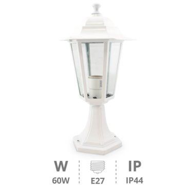 Farol de jardín Aluminio sobremuro E27 60W - Blanco                                                 