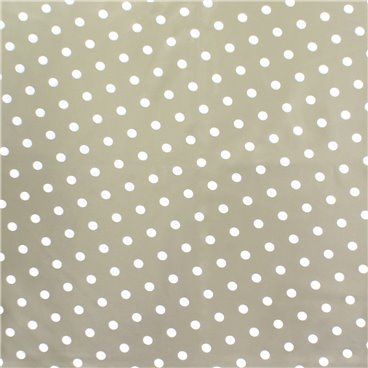 Rolo de Toalha de Mesa Antimanchas Oleado 140 cm. x 20 metros. Bolinhas Bege