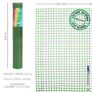 Curral Malha Eletrossoldada Plastificada 13x13 / 60 cm. Role 25 metros