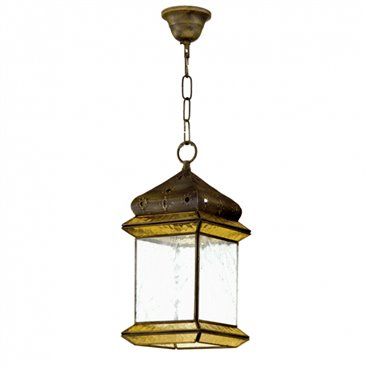 FAB 2.963-ÂMBAR | Pendente 4 Faces 1 L. Âmbar/couro REGX18X18