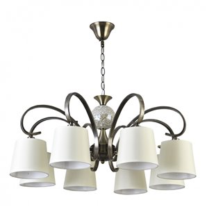 FAB 122358014 | Lampara Concordia 8xe14 Cuero Pantalla Beis REGx75x75