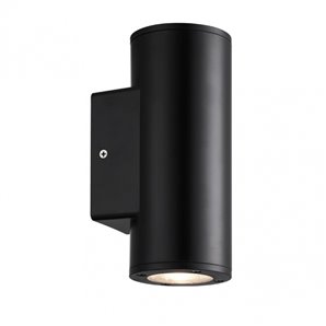FAB 127261109 | Aplique Exterior Yopol 2xgu10 Negro Cilindro Policarbonato 18,6x7,6x9,9 Cm Ip54