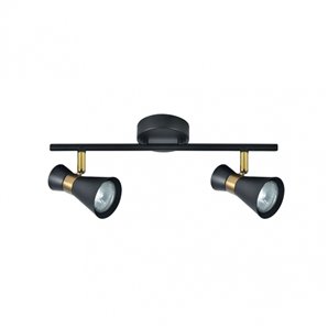 FAB 142392009 | Regleta Maximo 2xgu10 Negro/cuero 15x36,5x8,5 Cm