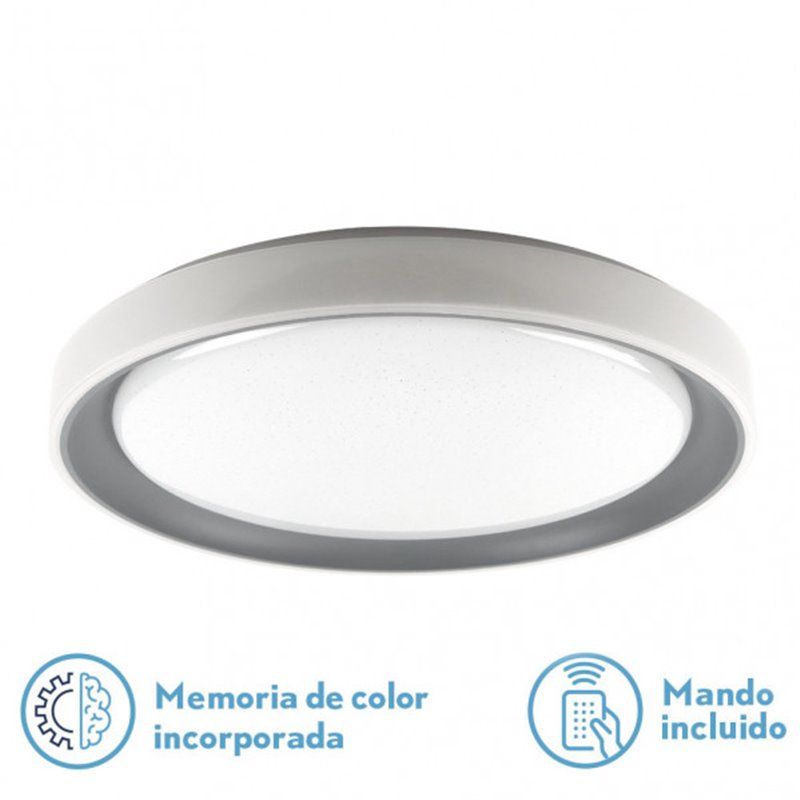 FAB 146195228 | Plafon Luanda 72w 3000-4000-6000k Gris Red.7x49,5d 7200lm Reg.intens. C.remoto C/memoria