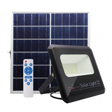 FAB 147280409 | Proyector Solar Malaquita 40w 6500k Negro 3600lm (20,5x23x6)(35x23,5x2)cm mando y Cable 5m
