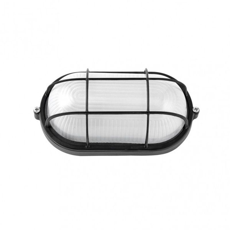 FAB 148162009 | Apus Pequeno Oval Alumínio Ext. Candeeiro de Parede. 1xe27 Preto 9x21x10,5 Cm Ip44