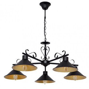 FAB 151055016 | Lampara Azalea 5xe27 Negro/oro Regx74x74 Cm