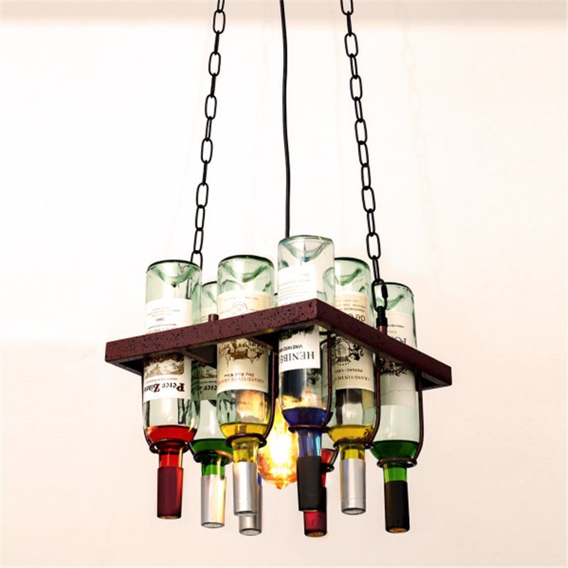 FAB 124598002 | Colgante Bodega 1xe27 Marron Rustico 8 Botellas