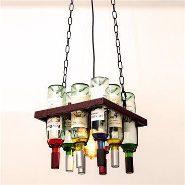 FAB 124598002 | Colgante Bodega 1xe27 Marron Rustico 8 Botellas