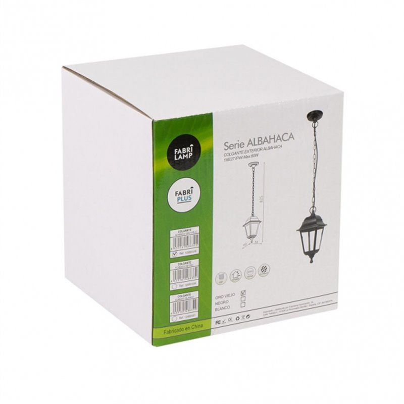 FAB 125891009 | Colgante Exterior Albahaca 1xe27 Negro Ip44 Policarbonato Regx15x15 Cm