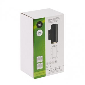 FAB 127261109 | Aplique Exterior Yopol 2xgu10 Negro Cilindro Policarbonato 18,6x7,6x9,9 Cm Ip54 2