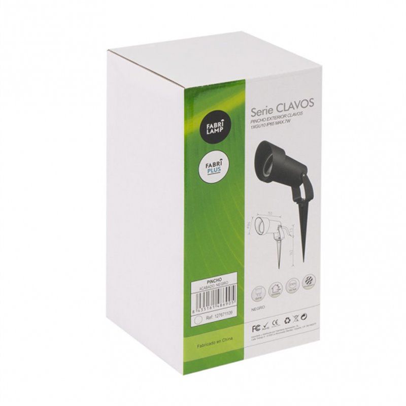 FAB 127671109 | Pincho Exterior Clavos 1xgu10 Negro  22,8x8,6dpolicarbonato Ip65