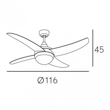 FAB DC072292402 | Ventilador Dc Marron Rústico Osiris 4 Aspas Nogal 2xe27 45x116x116 Cm 6 Veloc. C/remoto