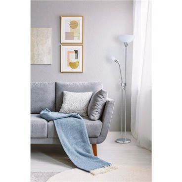 FAB 135642003 | Pie De Salon Deneb 1xe27+1xe14 C/lector Niquel  180x30x30 Cm