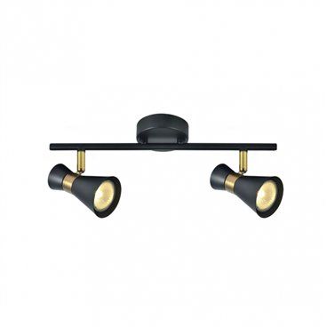 FAB 142392009 | Regleta Maximo 2xgu10 Negro/cuero 15x36,5x8,5 Cm