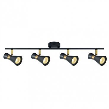 FAB 142394009 | Regleta Maximo 4xgu10 Negro/cuero 15x69,5x8,5 Cm