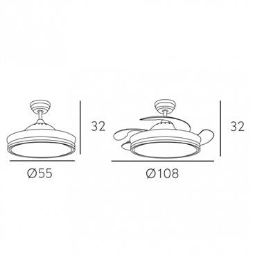 FAB 142591403 | Ventilador Bayomo 72w 3600lm Niquel 4 Aspas Desp. 32x55/108 D.3 Color.motor Dc.remoto
