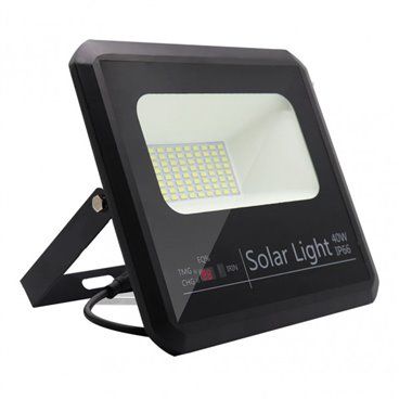 FAB 147280409 | Proyector Solar Malaquita 40w 6500k Negro 3600lm (20,5x23x6)(35x23,5x2)cm mando y Cable 5m