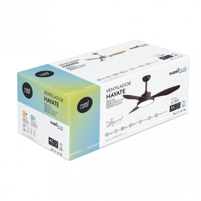FAB 128591302 | Ventilador Hayate 40w 3300lm Marron 3 Asp 39x120x120cm 3000-4000-6000k C/remoto