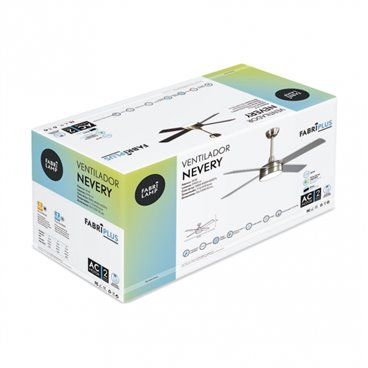FAB 128791410 | Ventilador Nevery 24w 2950lm Niquel 4 Asp 132d Haya/plata 3000-4000-6000k C/remoto