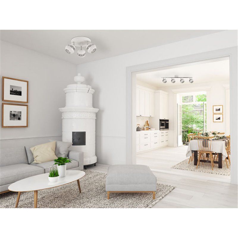 FAB 142083001 | Plafon Beethoven 3xgu10 Blanco/plata  14x22x22 Cm