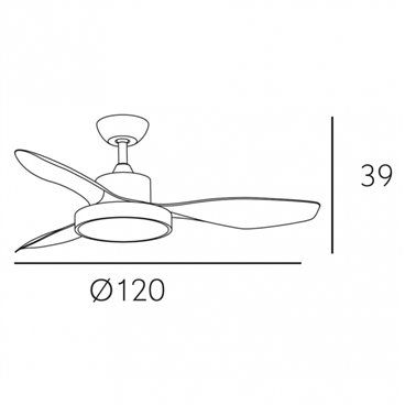 FAB 128591302 | Ventilador Hayate 40w 3300lm Marron 3 Asp 39x120x120cm 3000-4000-6000k C/remoto