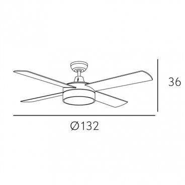 FAB 128791410 | Ventilador Nevery 24w 2950lm Niquel 4 Asp 132d Haya/plata 3000-4000-6000k C/remoto