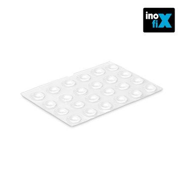 GOTA AUTOADHESIVA PROTECTORA  Ø8 X2,2 MM.( BLISTER 25 UNI).  TRANSPARENTE DE POLIURETANO.GRAN PODER DE AMORTIGUACIÓN DE GOLPES Y