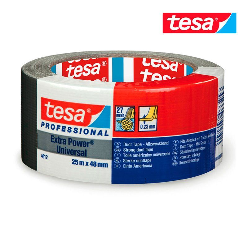 CINTA AMERICANA NEGRA EXTRA POWER UNIVERSAL 25M X 48MM 4612 TESA