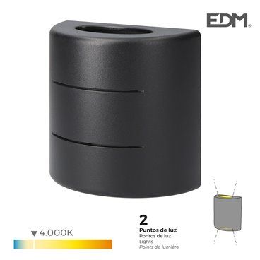 APLIQUE LED 6W 60LM 4.000K LUZ DIA OVALADO CON RAYAS EDM. VÁLIDO PARA EXTERIOR. 12 LEDS. 50MA. 200-240V / 50HZ. 6 X 12 X 12CM. C