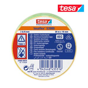 CINTA AISLANTE HOMOLOGADA BICOLOR 20M X 19MM 53988 TESA