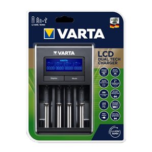 CARGADOR VARTA LCD DUAL TECH PARA PILAS  LI-ION Y NI-MH SIN PILAS . CARGADOR DE 4 POSICIONES DE RANURA ÚNICA. CARGA PILAS NI-MH 