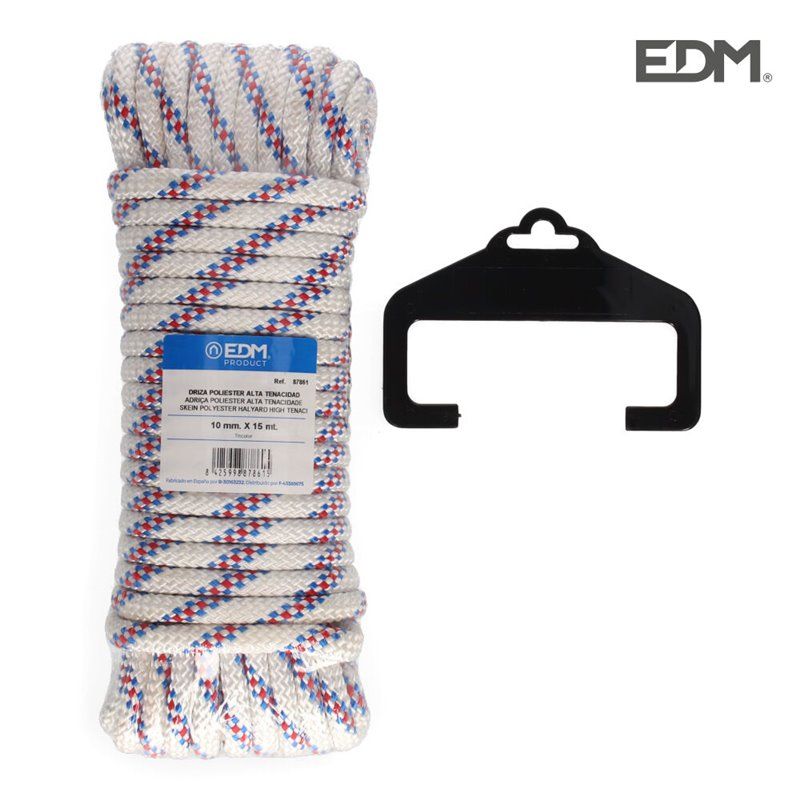 Madeja 15 mt. driza poliester alta tenacidad tricolor. calibre 10 mm edm