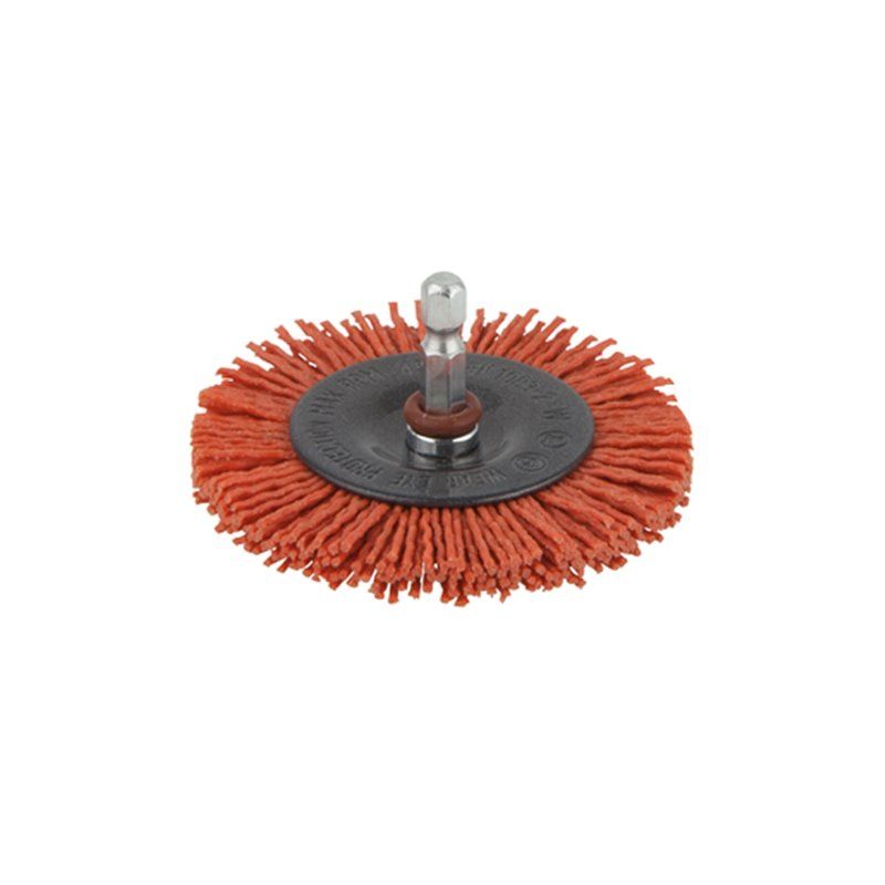 Cepillo de disco de nylon, vástago hexagonal 1/4" 75x10mm 1500000 wolfcraft