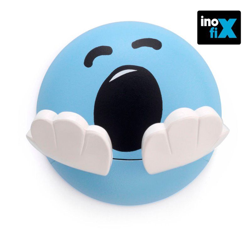 Colgador adhesivo infantil diseño cara azul. inofix