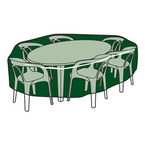 FUNDA PROTECCIÓN CUBRE MESA Y SILLAS Ø205X90CM .MATERIAL POLIETILENO 100GR/M2.FORMA CIRCULAR