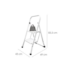 Escalera Domestica Aluminio 2 Peldaños, Escalerilla Blanca 2