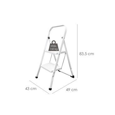 Escalera Domestica Aluminio 2 Peldaños, Escalerilla Blanca