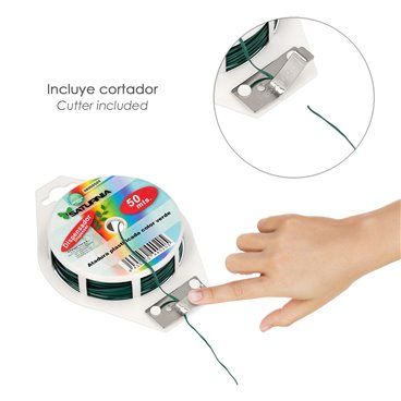 Atadura Plastificada Con Dispensador De 50 Metros. Ideal Para Entutorar, Jardin, Bonsais, Macetas, etc. Flexible y Duradero.