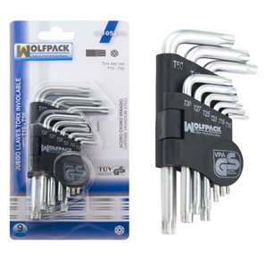 Conjunto de chaves Torx "L" 9 peças resistentes à violação