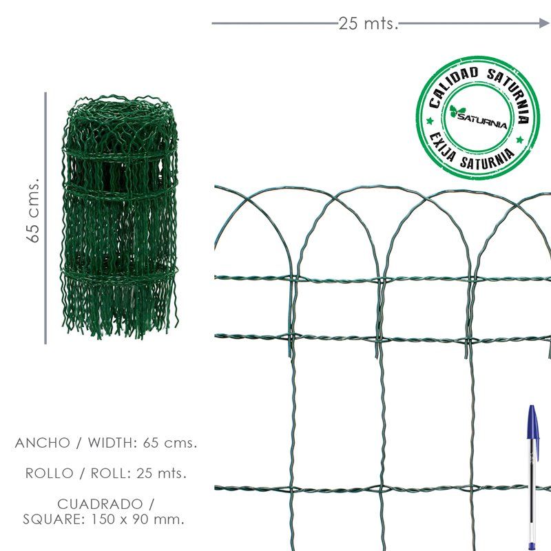 Malha Eletrossoldada Plastificada Residência 65 cm. Rolo 25 Metros